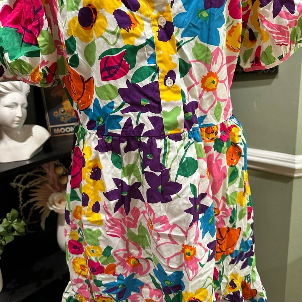 J.Crew Bold Floral Cotton Mini Dress (Size 8) - Picture 4 of 13